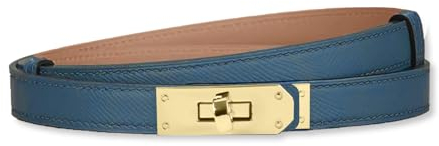 LumiSyne Damen Skinny Ledergürtel Klassisch Einfarbig Legierung Drehverschluss Verstellbarer Ledergürtel Dünner Gürtel Schmaler Taillengürtel Dekorativen Gürtel Für Kleider Jeans Hosen Mantel