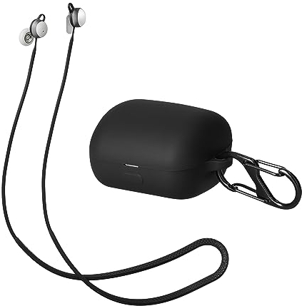 kwmobile 2in1 Set Hülle und Halteband kompatibel mit Sony LinkBuds WF-L900 Case - Kopfhörer Band Strap 80 cm - Schwarz Schwarz