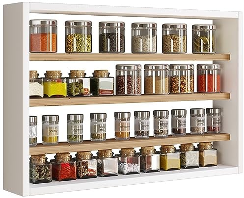 VCM Hängeschrank 60x10x40 cm 4 Fächer Regal Wandschrank Wandmontage | Stauraum für Geschirr, Gewürze und Vorräte - Küche und Wohnbereich - für Paare - Holzwerkstoff, pflegeleichte Oberfläche