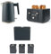 Salter COMBO-8853A Marino 4 Piece Breakfast & Countertop Set - 1.7L Fast Boil Kettle with Limescale Filter, 4 Slice Toaster, Carbon Steel Bread Bin & 3 Piece Storage Canisters for Tea/Coffee/Sugar