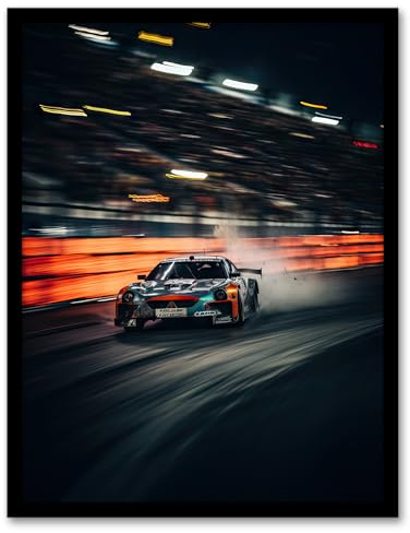 Artery8 Sports Car Challenge Motorsport Racing Circuit for Him Man Cave Artwork Artwork Framed Wall Art Print A4