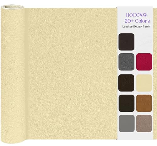 Kunstleder Selbstklebend Leder Reparatur Set, 40 x 300cm Lederflicken Selbstklebend, Kunstleder Reparaturset Leder Patch Kit für Sofa, Bürostuhl, Couch, Kopfteile, Möbel, Autositze, Taschen(Beige)