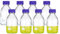 PATIKIL 8 Pack Reagent Media Storage Bottles, 500ml Borosilicate Glass Graduated Round Bottles with GL45 Blue Screw Cap for Lab Water Reagent Liquids, Clear