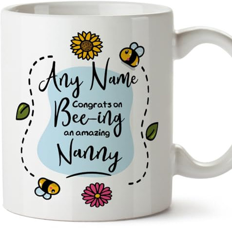 MUGFFINS Personalised Mug for Nanny - in English - Thanks for Beeing - Funny Custom Gift for Colleagues - Ceramic 11oz Mug