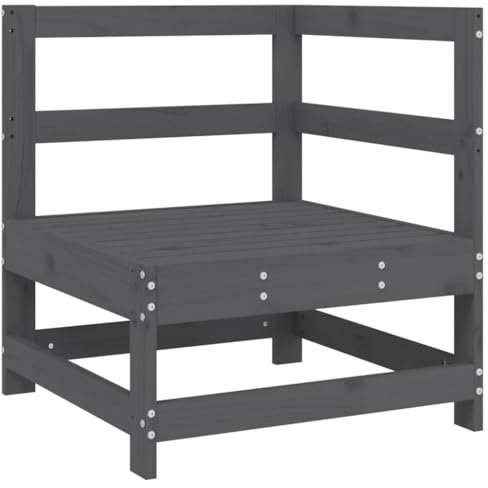 vidaXL Garten Ecksofa, Modular Gartenmöbel, Sofa Lounge Sessel für Garten Terrasse Balkon, Gartensofa Gartensessel, Grau Massivholz Kiefer