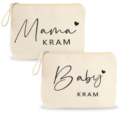 2pcs Geschenke für Mama zur Geburt, Mom Bag mit Reißverschluss, Baby Kram Kosmetiktasche, Babyparty Geschenke, Mutter Beutel für Mama Neue Mama Geschenke Mama zu Werden