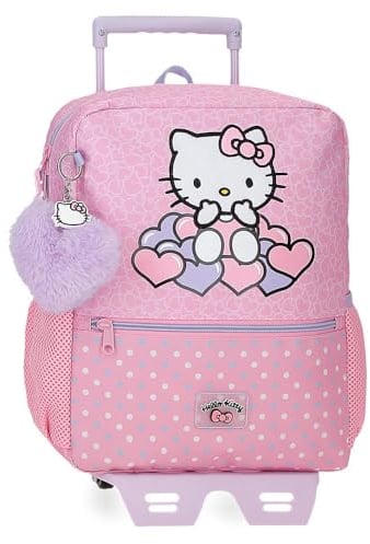 Hello Kitty Hearts & Dots Mochila Escolar con Carro Rosa 25x32x12 cms Poliéster 9,8L