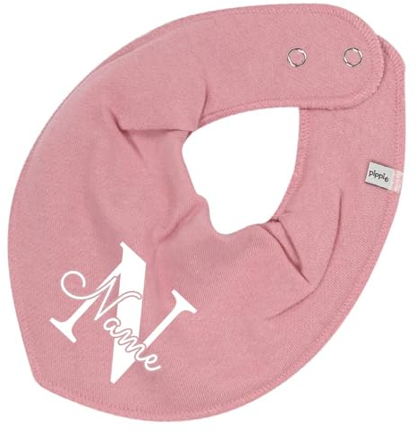 Elefantasie HALSTUCH mit Namen oder Text personalisiert für Baby oder Kind aus Baumwolle in Einheitsgröße Buchstabe altrosa