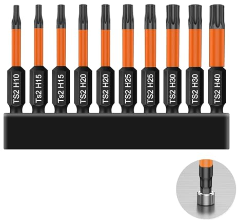 Celestia Schrauber Bit Set, 10 Stück Schraubendreher Torx 50mm Länge 1/4 Sechskantschaft Mit Basisspeicher, Torx Bit, T10/T15/T20/T25/T30/T40 Elektrische Bits Set