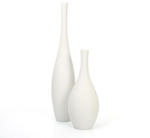 Designer Vasen-Set – Dekorative Blumenvasen aus Bio-Kunststoff (Weiß & Weiß)