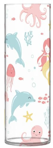 Delphin Kawaii Meerjungfrau Kunststoffvasen für Tafelaufsätze, 30 x 9 cm, Kerzenhalter, moderne Vase für Hochzeitstisch, Innenbereich, Schlafzimmer, Esszimmer, Dekoration