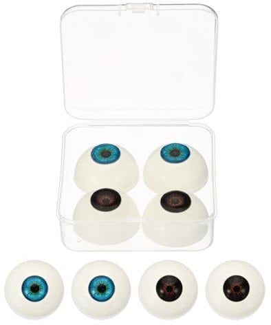 PATIKIL 32 mm Realistic Eyes Big Eyeballs, 2 Pair Acrylic Scary Half Round Fake Eyes Props for Halloween Party Horror Mask DIY Craft Decoration, Brownish-Black Blue Green
