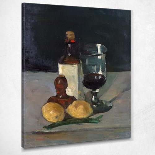 Cuadro impreso sobre lienzo con botella de cristal y limones Paul Cézanne, PCZ212, 90 x 72 cm