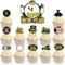 DazzJoy 16 Stk Happy New Year Cupcake Toppers,Schwarz Gold Tortendeko 2025 Silvester Deko,2025 Tortendeko Happy New Year,Kuchendeko Neujahr Deko,Hello 2025 Kuchen Deko für Silvester Party