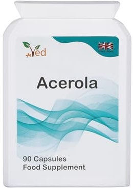 VED Organic Acerola Cherry, Acerola Cherry Spray Dried Juice Powder 850 mg, 90 Vegan Capsule (45 Days Supply)