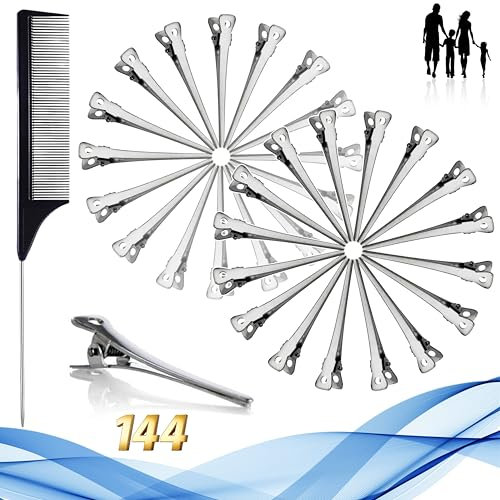 Becchi di Cicogna 144 pz - Fermagli per capelli a becco d'anatra Clip per capelli in metallo pinze adatte allo styling dei capelli. Mollette per acconciature Donna Ragazza per Casa e Salone.