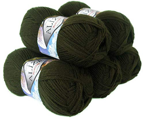 5 x 100g Strickgarn Strickwolle Alize Burcum uni/einfarbig, wähle deine Farbe, Farbe:29 forest grün