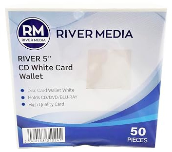 50 Pack Pristine White CD/DVD Cardboard Sleeve Mailers – Durable Disc Wallets with Thumb Cut for Easy Access by RIVERMEDIA (18230)