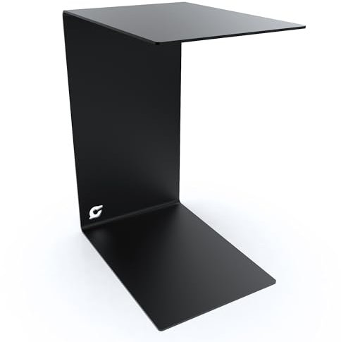 tuning-art Berlin Beistelltisch Metall | hochwertig pulverbeschichtet | Couchtisch Wohnzimmertisch Laptoptisch Sofatablett | Innen und Außen einsetzbar, Farbe:Schwarz C-Form 50cm