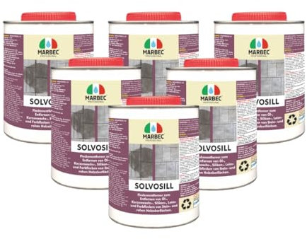 MARBEC SOLVOSILL 1KGX6Stck Starker Fleckenentferner speziell für die Entfernung von Ölflecken, Kerzenwachs, Silikone, Leimen und Farben von Stein- oder rohen Holzoberflächen.