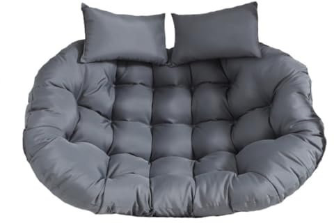 2 Stück Wasserdichtes, Dickes Hängesesselkissen, Rattan-Stil, Sitzpolster für 2 Personen, Rattan-Schaukel-Sitzpolster für Terrasse, Garten, Outdoor (dunkelgrau)