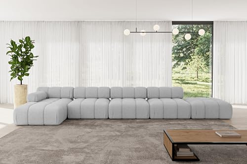 ALTDECOR Modulares Sofa Ecksofa in L-Form Corner modular Sofa Eckcouch Couch Wohnlandschaft Cauchsofa Polstersofa Lizur-L3-475x160x70 cm Hellgrau