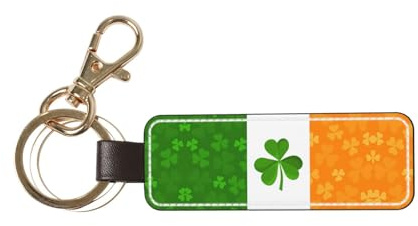Porte-clés en cuir avec drapeau irlandais - Cadeau personnalisé - Convient comme cadeau d'anniversaire