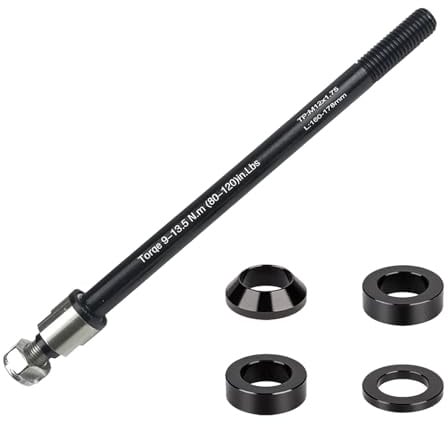 kingsea Steckachse Fahrrad Adapter M12X1.75,160-178 mm Steckachse,Mit 4 Muttern, Passend für die Meisten Fahrräder, Anhängerkupplung, Verstellbare