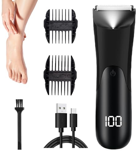 Herren Trimmer - Tragbarer Barttrimmer,Digitaldisplay Intimrasierer für Männer mit LED-Beleuchtung für Körper, Gesicht, Kopf und mehr
