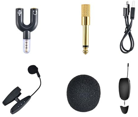 CHEOTIME Kabelloses Saxophon-Mikrofonsystem, Clip-on-Musikinstrumenten-Mikrofon, Saxophon, drahtlose Übertragung für Performance KX621