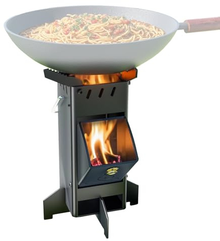 Camping Rocket Stove, Portable Wood Burning Stove with Foldable Design, for Outdoor Cooking, Camping, and Survival Kits​