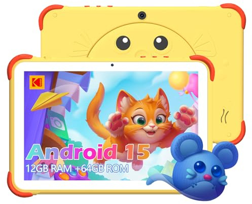 KODAK KT102 Tablet 10 Zoll Android 15, 12GB RAM +64GB ROM, 1280 * 800 HD Display, 6000mAh Akku, 5G WiFi，Type-C