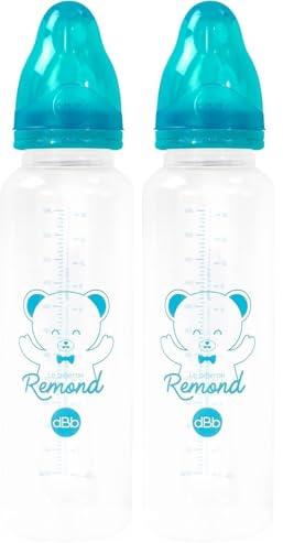 dBb Remond - Biberon Régul’Air 360 ml en Polypropylène - Tétine Anticolique 2ème Âge 4 mois + en Silicone - 3 Débits Variables – Résistant à la Chaleur – Sans BPA – Fabrication Française – Turquoise