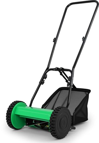 COSTWAY Tondeuse à Gazon Manuelle à Lame avec Largeur de Coupe de 30 cm, Hauteurs de Coupe Réglables de 15 à 40 Mm, Bac de Ramassage de 18,5 L 2 Roues Antidérapantes (Vert)