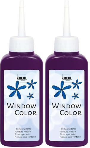 KREUL 42718 - Window Color violett 80 ml, Fenstermalfarbe auf Wasserbasis, mit strukturierter Oberfläche, für Glas, Spiegel, Fliesen und andere glatte Flächen (Packung mit 2)