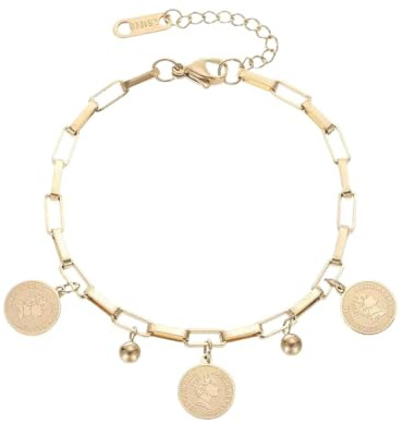 THLNDORXB Golden Round Brand Hip Hop Porträtarmband Internet Beliebtes INS Student Bestie Armband Nicht verblassender Schmuck