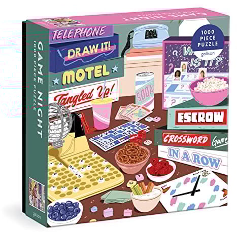 Galison 9780735374973 Game Night Jigsaw Puzzle, Multicoloured, 1000 Pieces