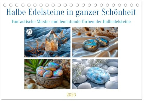 Halbe Edelsteine in ganzer Schönheit (Tischkalender 2026 DIN A5 quer), CALVENDO Monatskalender: Faszination der schillernden Mineralien (CALVENDO Hobbys)