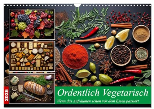 Ordentlich Vegetarisch (Wandkalender 2026 DIN A3 quer), CALVENDO Monatskalender: Wenn das Auge die schöne Ordnung genießt (CALVENDO Lifestyle)
