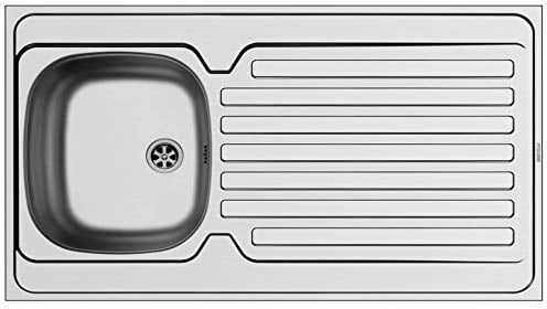 große Edelstahl Auflagespüle 100 cm 1 Becken mit Ablage für Unterschrankbreite 45 cm