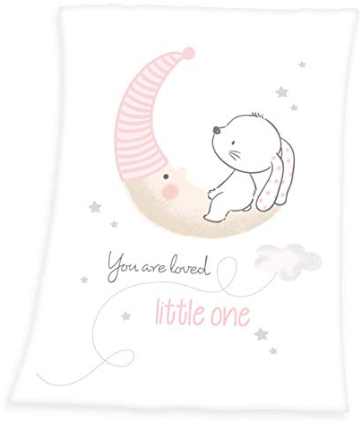 Herding Babydecke, Little Bunny Motiv, 75 x 100 cm, Polyester, Weiß