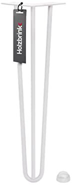 HOLZBRINK 1x Pied de Table en Acier Hairpin, Triple Barre, Pied de Meuble Épingle, Hauteur : 43 cm, Couleur : Blanc Signalisation, HLT-13A-43-9016