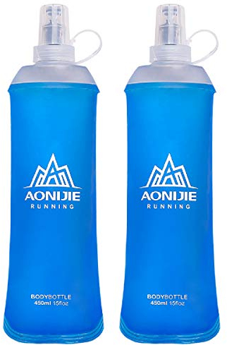 Azarxis Soft Flask Botella de Agua Blanda TPU Flexible Bolsa de Hidratación Deportiva para Correr Senderismo Ciclismo (2 × 450ml)
