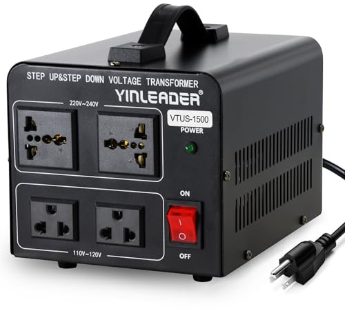 Yinleader 1500W Step Up & Step Down Voltage Transformer Converter 110V to 220V or 220V/230V/240V to 110V/120V Power Converter w/US Power Cord,Circuit Breaker Protection