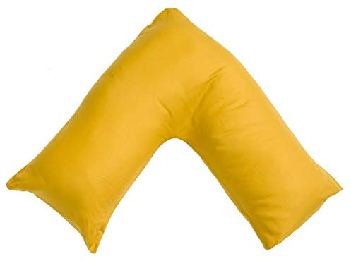 CnA Stores Orthopaedic V-Shaped Pillow Extra Cushioning Support For Head, Neck & Back (Mustard, V-pillow With Cover)