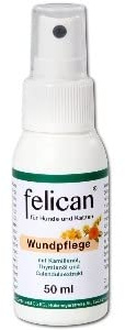 Feravet Felican Wundpflegespray | 50 ml | Zur Wundreinigung und Pflege von Hautflächen bei Hunden und Katzen | Mit Kamillenöl, Thymianöl und Calendulaextrakt | Wasserlöslich