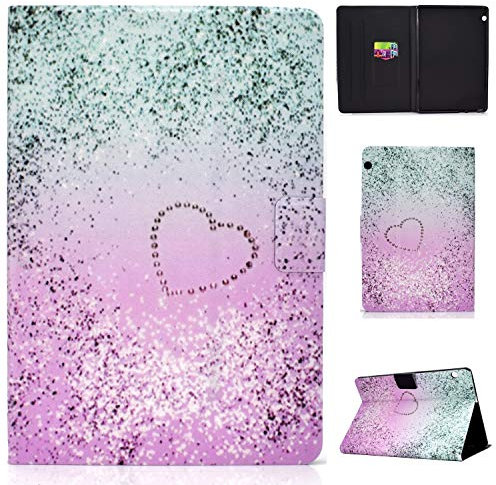 CaseFun Custodia per Huawei MediaPad T5 10 Magnetico Smart Case Cover in Pelle Multi-Angolo conla Tasca, Brillantini Amore