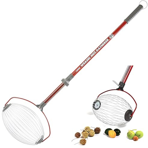 Garden Weasel Nut Gatherer - Large Cage Pick Up Walnuts, Small Apples, Citrus Fruits, Tennis Balls Nut Collector and Picker Upper Roller with Cage Spreader 95404