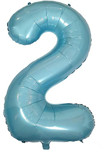 DIWULI Luftballon 2 Geburtstag XXL Blau Zahlen-Ballon Deko