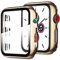Miimall Funda Compatible con Apple Watch Series 3/2/1 42mm Carcasa Protector Cristal, 2 en 1 PC Case + Vidrio Templado Anti-Choque Protector Pantalla para iWatch Series 3/2/1 42mm - Oro